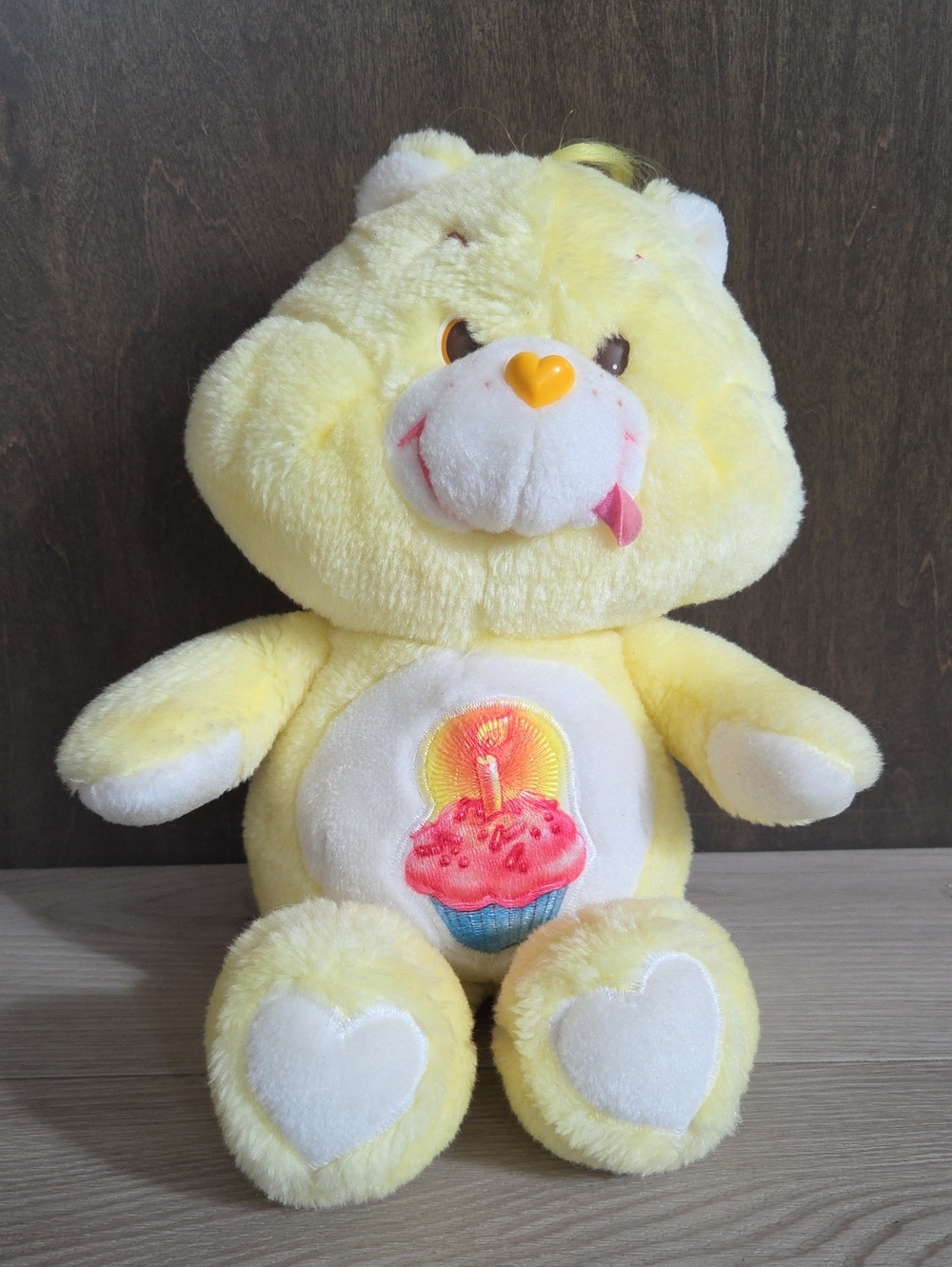 Vintage 1983 Kenner Care Bears Birthday Bear Yellow 13" Plush